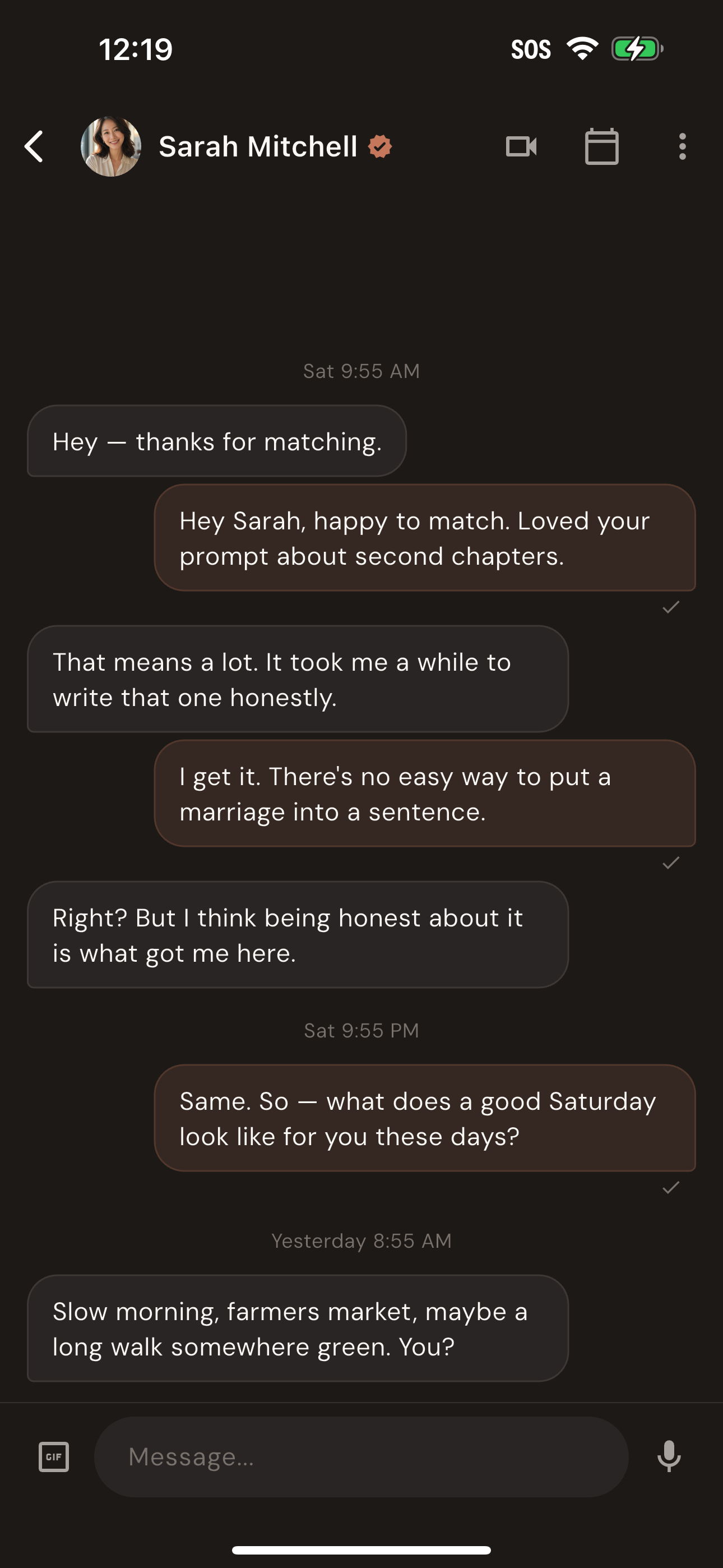 Chat conversation with verified user